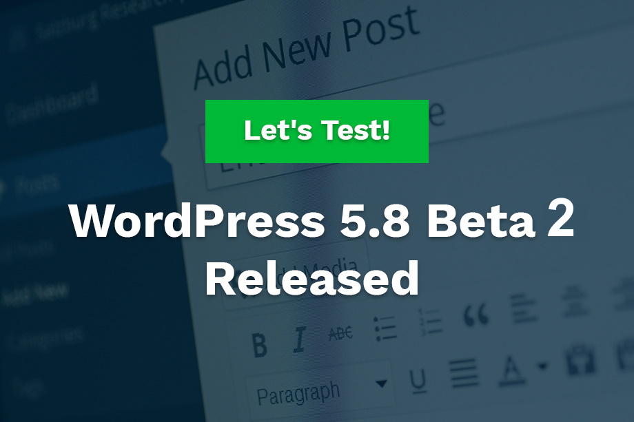 WordPress 5.8 Beta 2