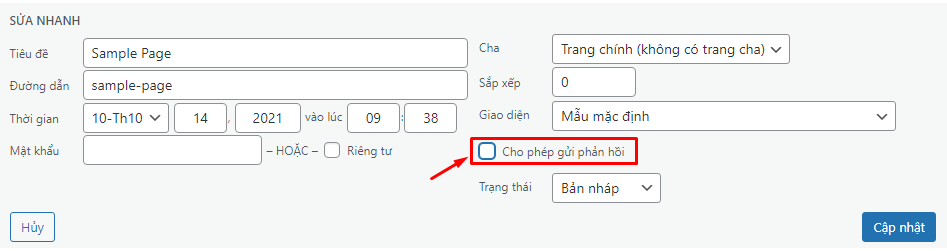 Tắt bình luận Pages và Post