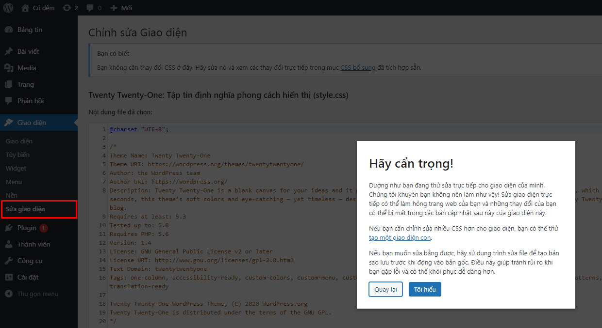 chức năng theme editor